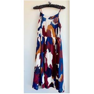 LOFT Painterly Midi Dress Size 10 Petite